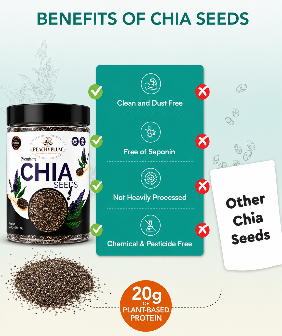 Chia Seeds 250g | Raw Superfood Seeds, Calcium & Protein Rich