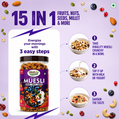 Muesli 400g | Crunchy Breakfast Cereal with Fruits, Nuts & Seeds