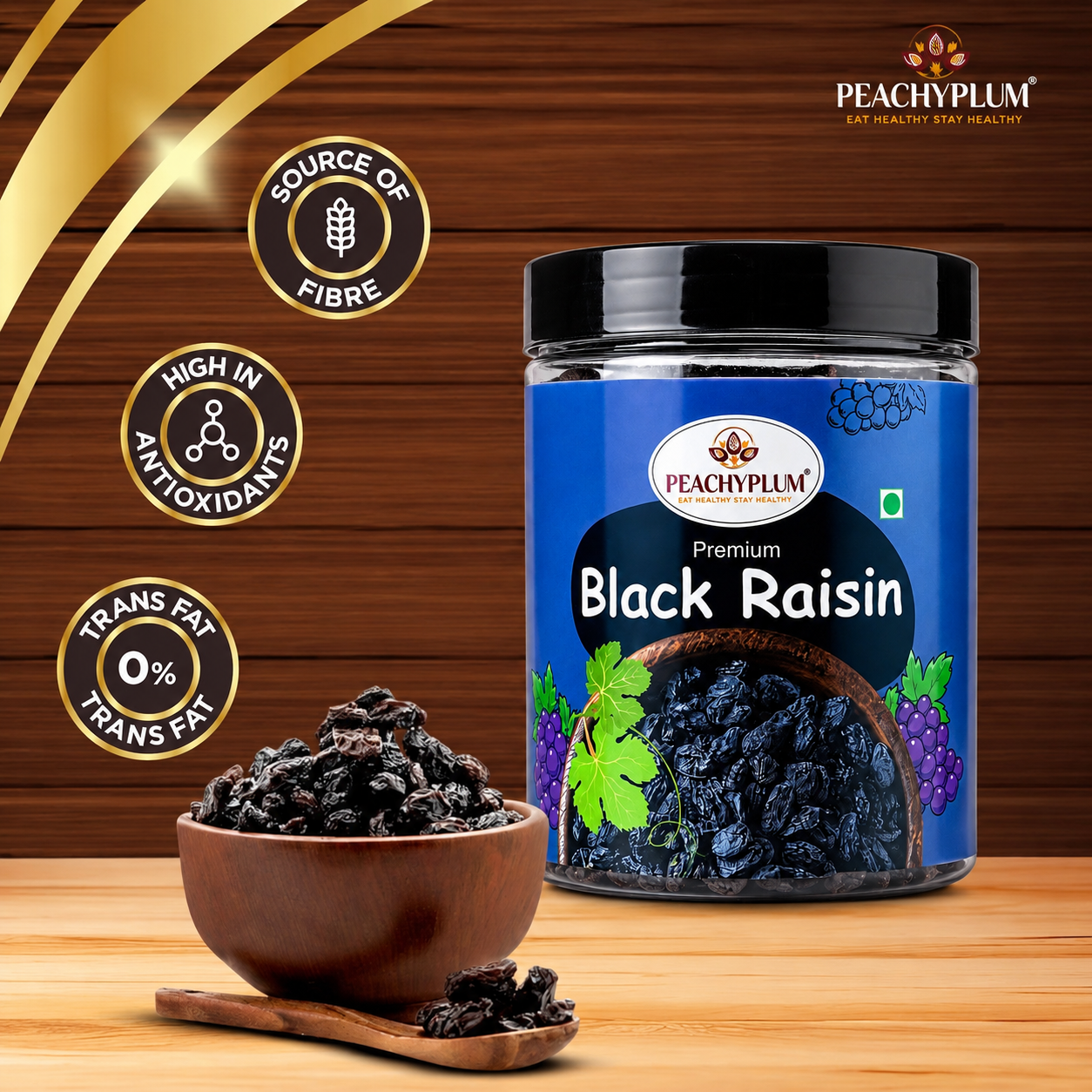Seedless Black Raisins 250g | Kali Kishmish, Antioxidant & Fibre Rich