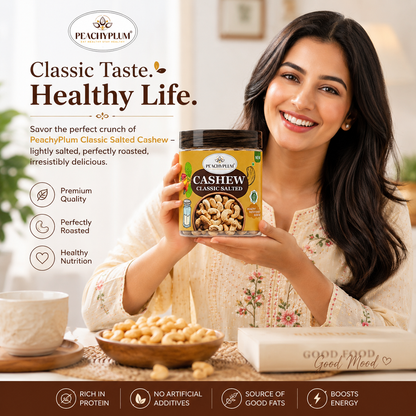 Salted Roasted Cashews 200g | Premium Kaju, Crunchy Protein-Rich Snack
