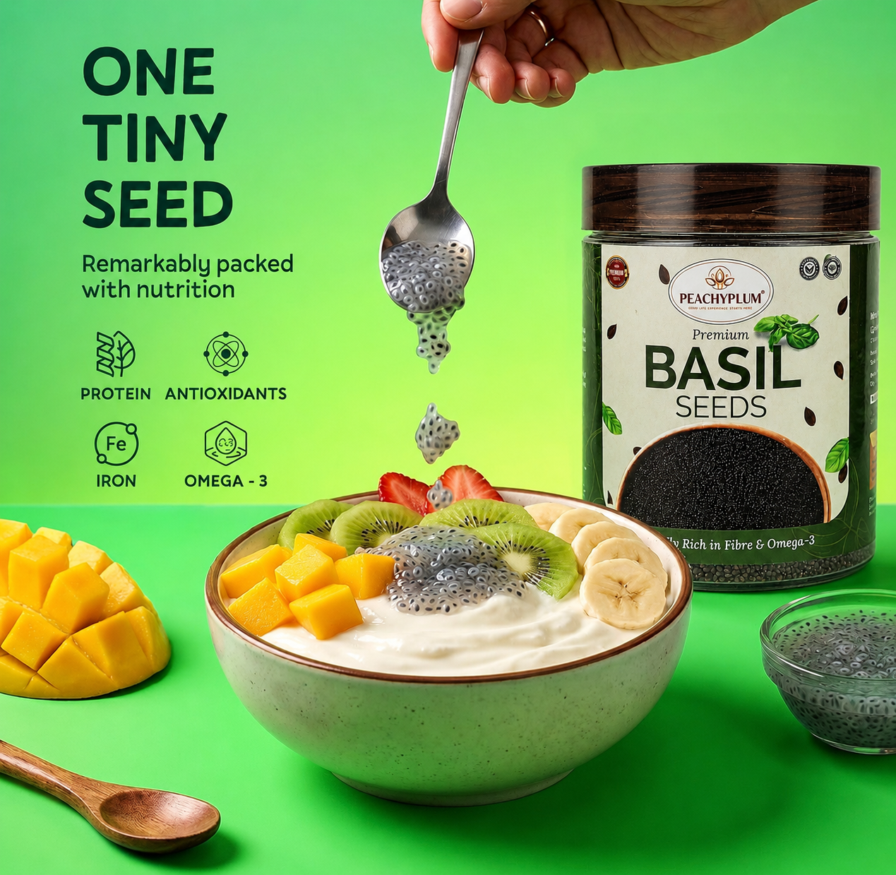 Basil Seeds 300 g I Seeds for Weight Management | Rich in Omega-3 fatty acids, amino acids & fibre (Pack of 1)