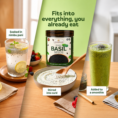 Basil Seeds 300 g I Seeds for Weight Management | Rich in Omega-3 fatty acids, amino acids & fibre (Pack of 1)