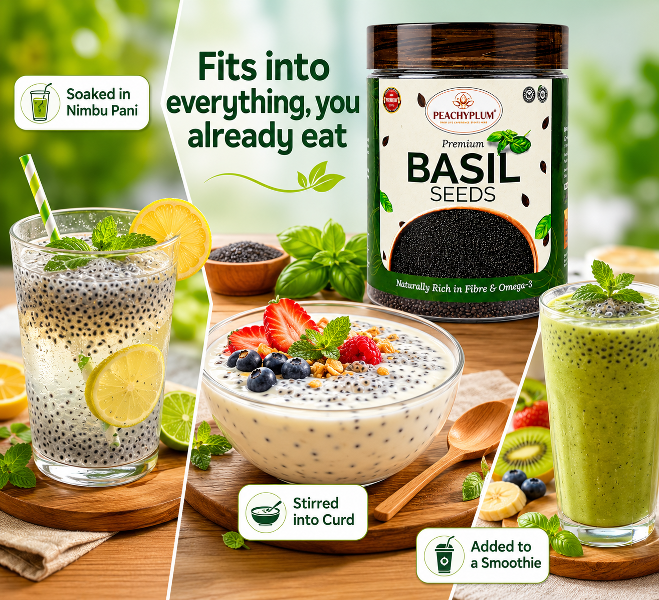 Basil Seeds 300 g I Seeds for Weight Management | Rich in Omega-3 fatty acids, amino acids & fibre (Pack of 1)