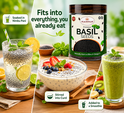 Basil Seeds 300 g I Seeds for Weight Management | Rich in Omega-3 fatty acids, amino acids & fibre (Pack of 1)