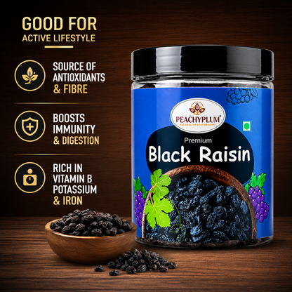 Seedless Black Raisins 250g | Kali Kishmish, Antioxidant & Fibre Rich
