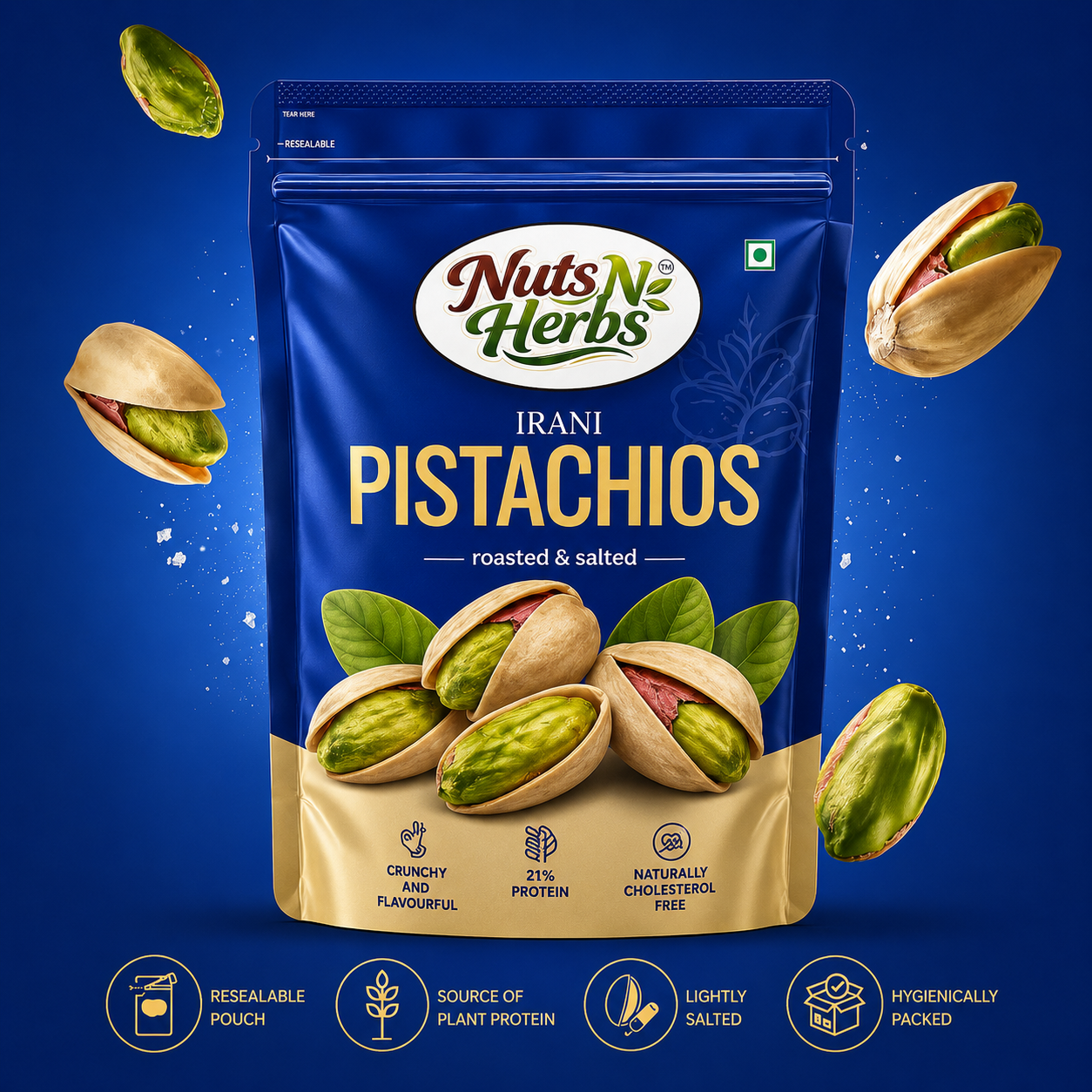 Roasted & Salted Pistachios 250g | Premium Shelled Pista