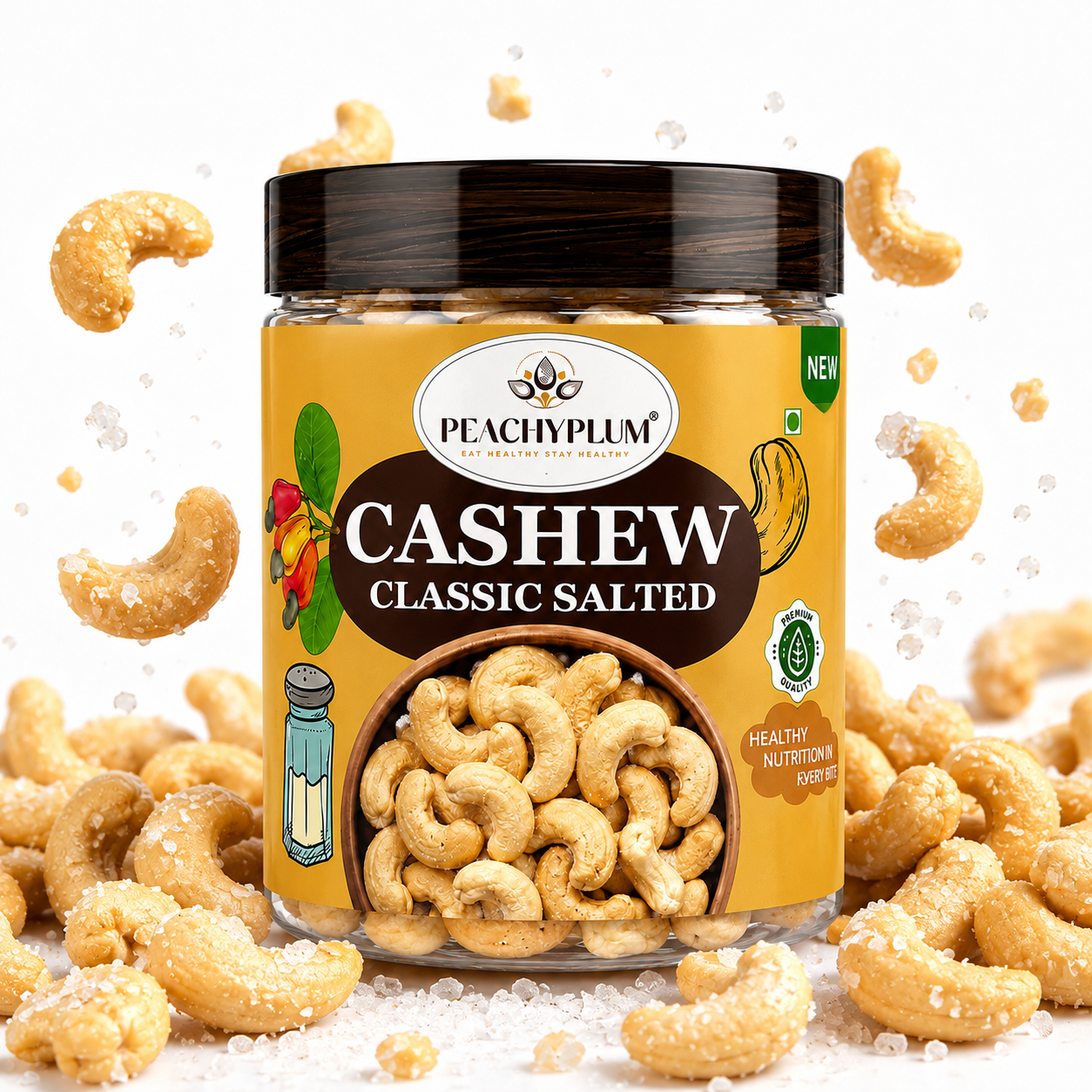 Salted Roasted Cashews 200g | Premium Kaju, Crunchy Protein-Rich Snack