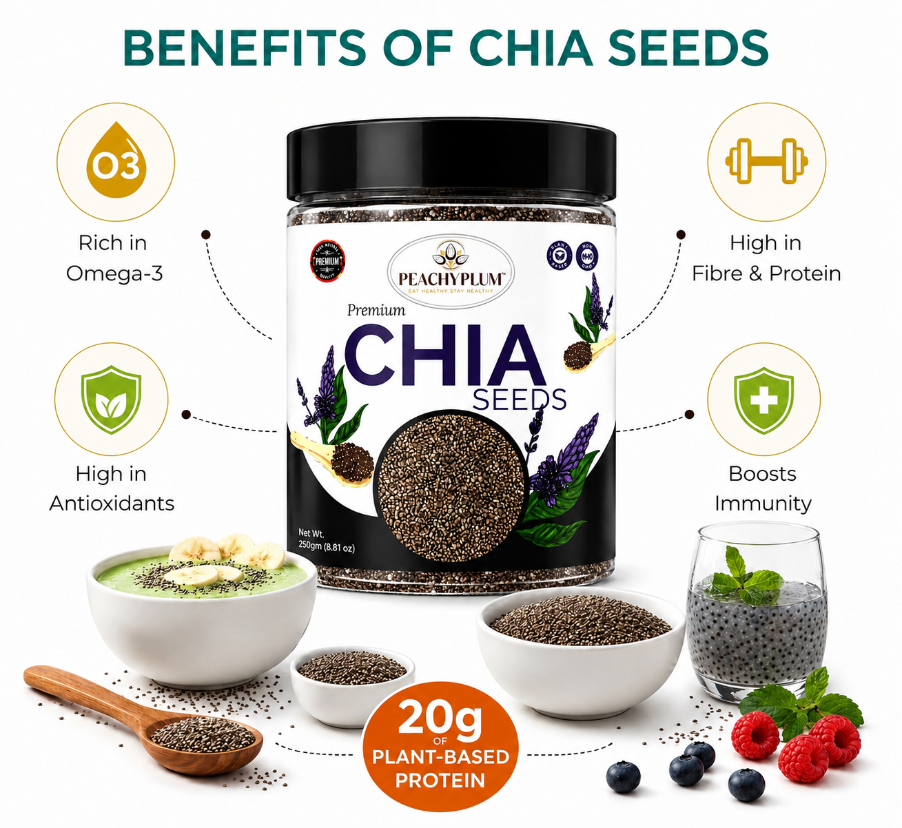 Chia Seeds 250g | Raw Superfood Seeds, Calcium & Protein Rich