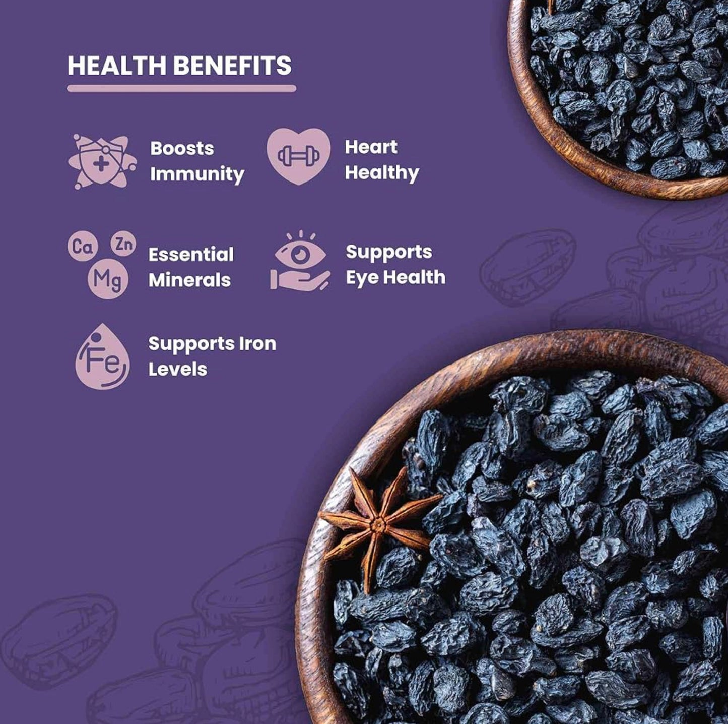 Seedless Black Raisins 250g | Kali Kishmish, Antioxidant & Fibre Rich