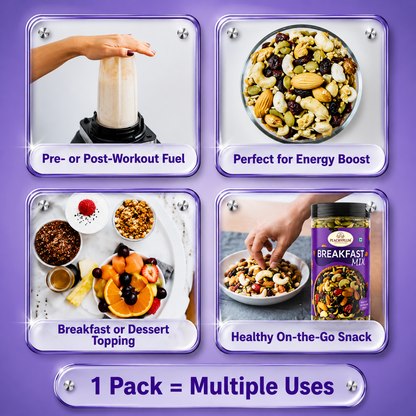 Nutnherbs Breakfast Mix 500g resealable jar healthy snack and breakfast blend