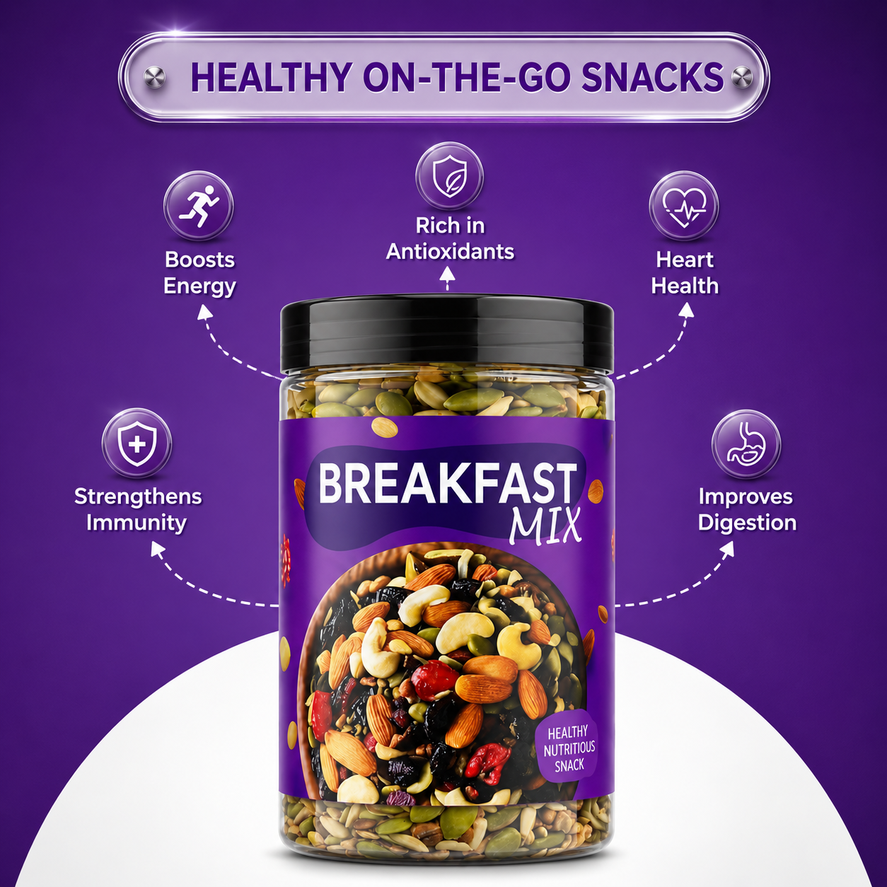 Nutnherbs healthy breakfast mix served in a bowl for nutritious morning breakfast